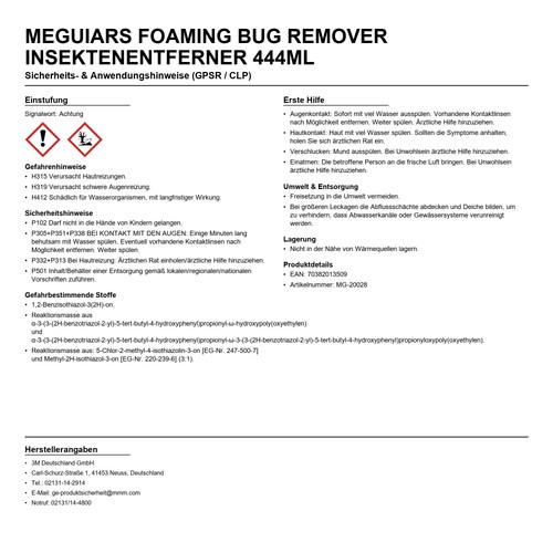 Meguiars foaming bug remover - bug,